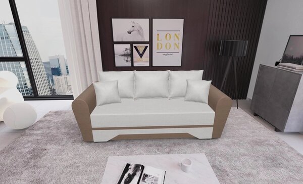 Canapea Extensibila Atlanta Bonell Mini, Bej Deschis/Maro deschis