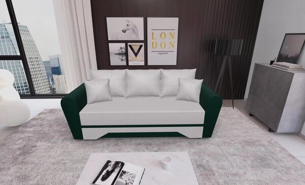 Canapea Extensibilă Atlanta Bonell Mini, Bej Deschis/ Verde Închis