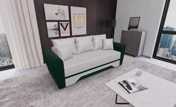 Canapea Extensibilă Atlanta Bonell Mini, Bej Deschis/ Verde Închis