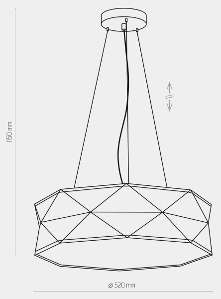 Lustră pe cablu KANTOOR 1xE27/15W/230V neagră