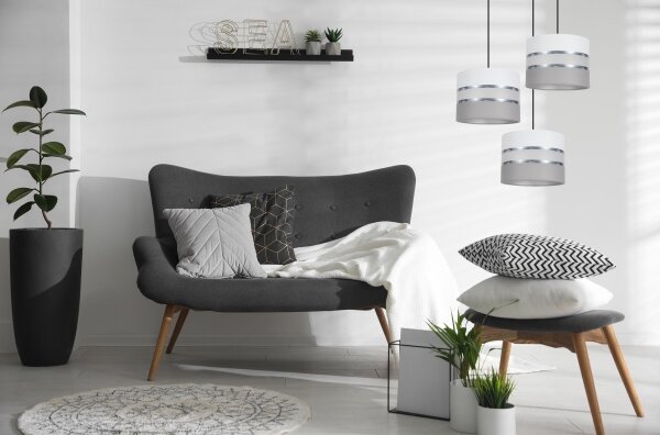 Lustră pe cablu CORAL 3xE27/60W/230V alb/gri