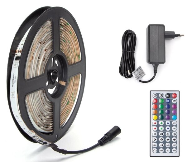 Bandă LED RGB dimabilă de exterior Aigostar 5m LED/24W/12/230V IP65 + telecomandă