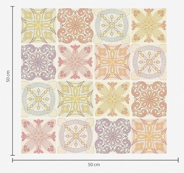 Tapet Ornamente din țiglă geometrică colorată, Tapet flori, a00284 : Uwalls.ro