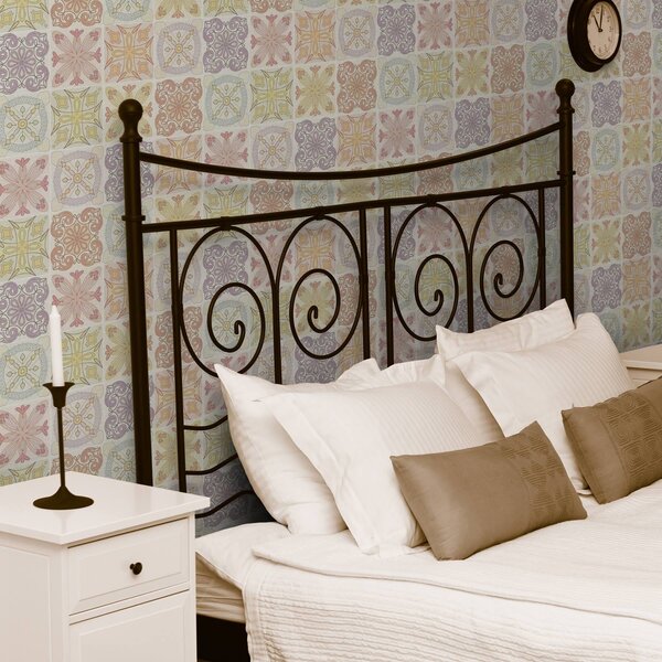 Tapet Ornamente din țiglă geometrică colorată, Tapet flori, a00284 : Uwalls.ro