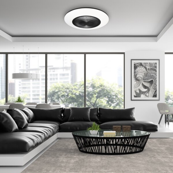 Plafonieră LED dimabilă cu ventilator ARIA LED/38W/230V negru/alb + telecomandă
