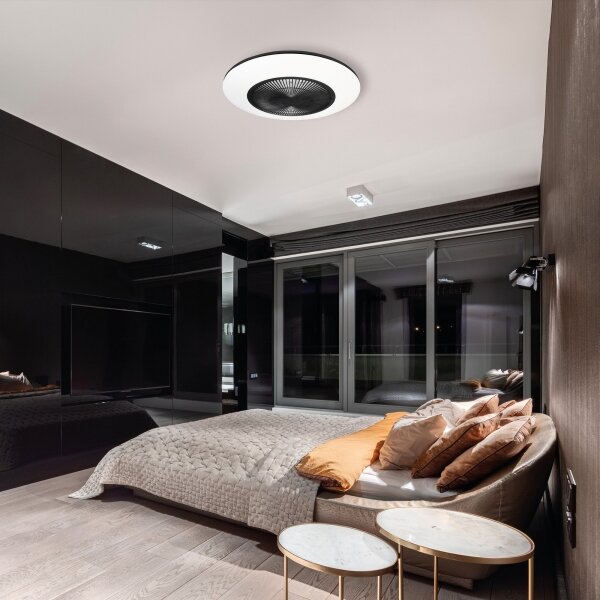 Plafonieră LED dimabilă cu ventilator ARIA LED/38W/230V negru/alb + telecomandă