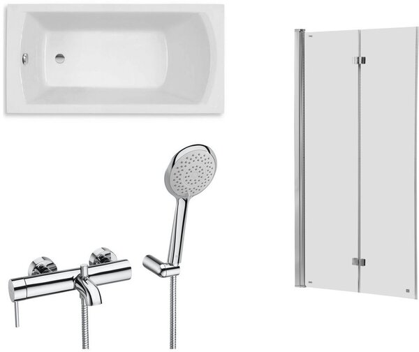 Set cada dreptunghiulară Roca Linea Slim A248541000, paravan cadă Roca Capital AM4111512M, A5A0111C00