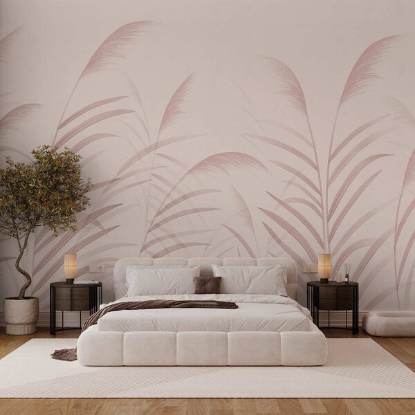 Tapet Ierburi minimaliste în nuanțe delicate de roz, Imagini de fundal unice, w05432v2 : Uwalls.ro