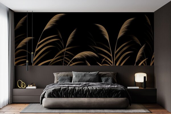 Tapet Ierburi minimaliste pe fundal întunecat, cu contrast ridicat, Imagini de fundal unice, w05432v3 : Uwalls.ro