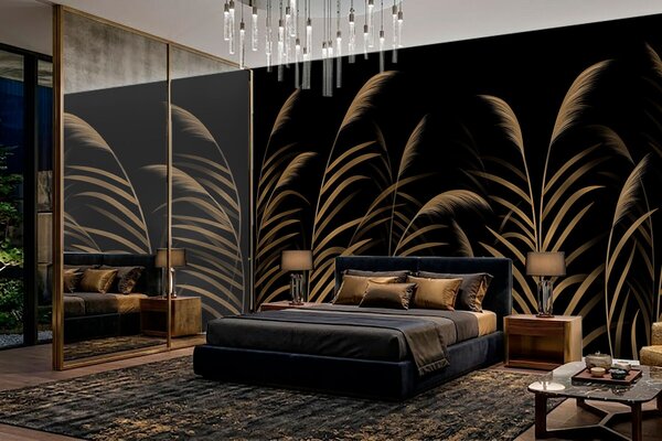 Tapet Ierburi minimaliste pe fundal întunecat, cu contrast ridicat, Imagini de fundal unice, w05432v3 : Uwalls.ro