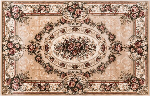 Covor Clasic Sufragerie, Model Lotos 1529 110, Bej Dreptunghi, 80x200
