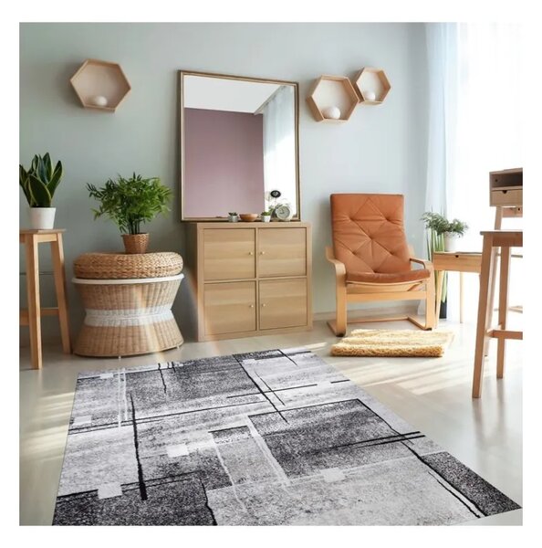 Covor Phoenix design modern gri-negru 3024-0244 Selectează mărime: 080 X 150