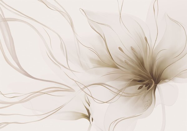 Tapet O floare abstractă de culoare bej, cu linii fluide, în stilul Fluid Art, Fototapet Abstract, w05428v2 : Uwalls.ro