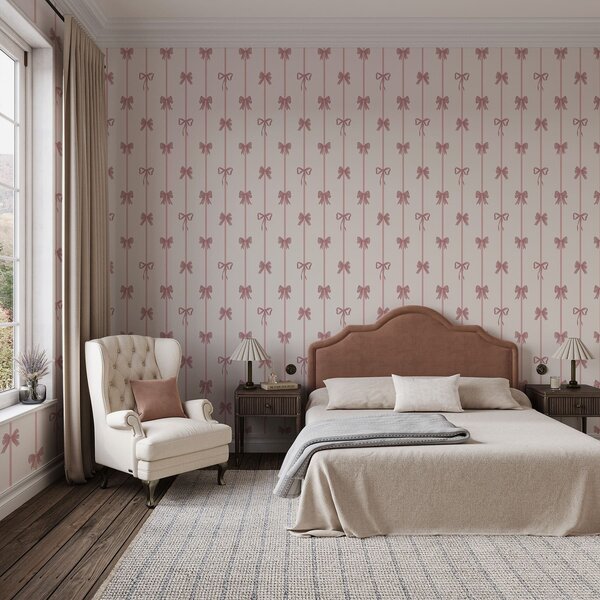 Tapet Fundite roz cu panglici pe un fundal deschis, Tapet geometrie, Tapet dungi, a01074 : Uwalls.ro