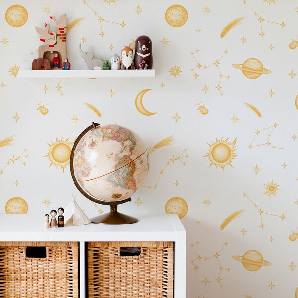 Tapet Obiecte cerești și stele în stil delicat, Tapet minimalism, a01163 : Uwalls.ro