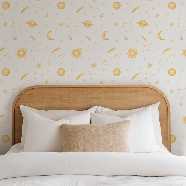 Tapet Obiecte cerești și stele în stil delicat, Tapet minimalism, a01163 : Uwalls.ro