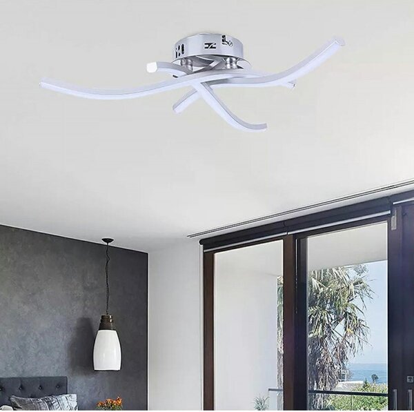 Plafoniera LED, 3 becuri, 50Hz, 16W, 230V, 9 x 12 x 43 x 43 cm, alb/argintiu