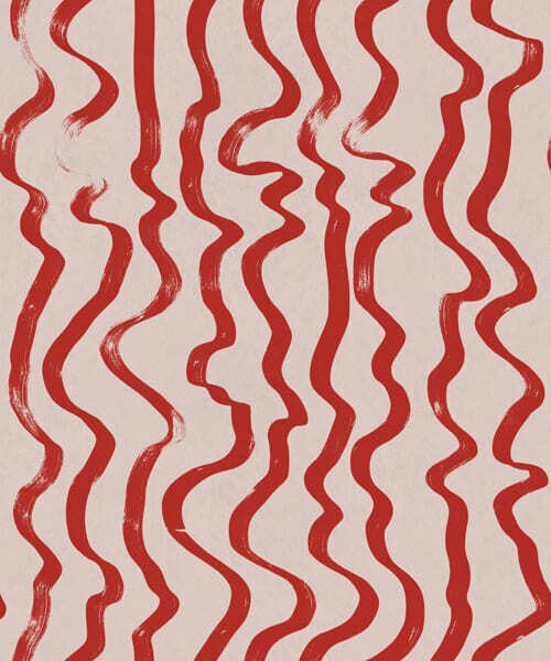 Tapet Linii ondulate roșii pe fundal deschis, Tapet abstract, a01168 : Uwalls.ro