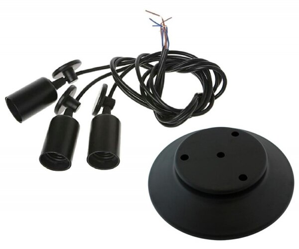 Plafoniera 3 LED-uri suspendate, soclu E27, 50Hz, 230V, negru