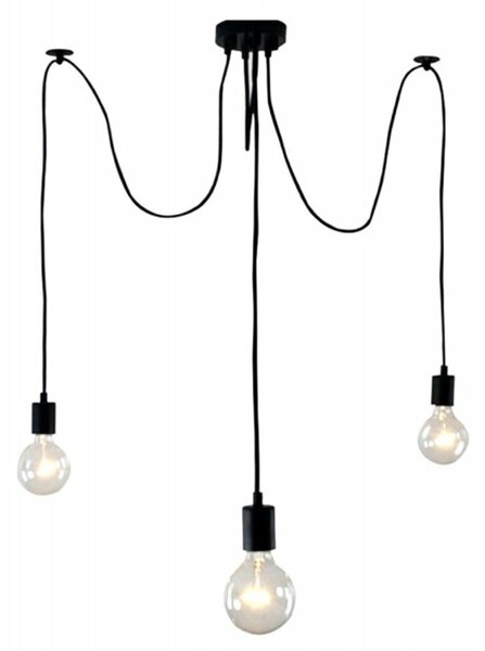 Plafoniera 3 LED-uri suspendate, soclu E27, 50Hz, 230V, negru