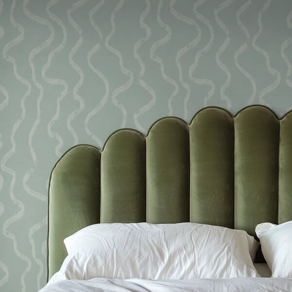 Tapet Model ondulat de lumină pe fundal verde, Tapet abstract, a01167v2 : Uwalls.ro