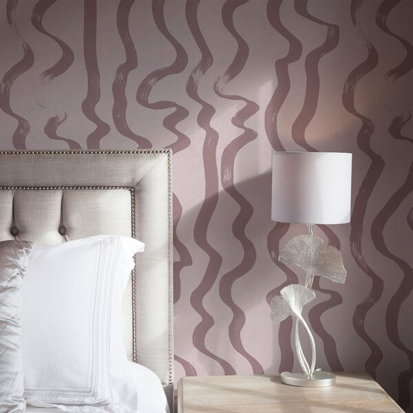 Tapet Linii ondulate roz pe un fundal deschis, Tapet abstract, a01168v3 : Uwalls.ro