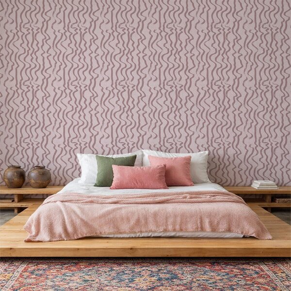 Tapet Linii ondulate roz pe un fundal deschis, Tapet abstract, a01168v3 : Uwalls.ro