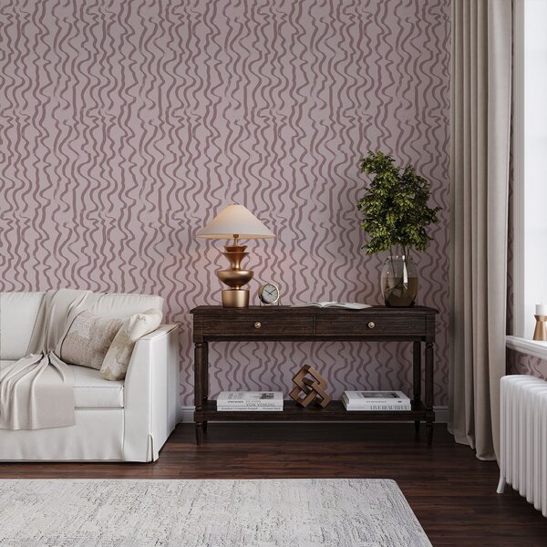 Tapet Linii ondulate roz pe un fundal deschis, Tapet abstract, a01168v3 : Uwalls.ro
