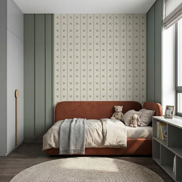 Tapet Avioane cu model în dungi în nuanțe de măslin, Tapet geometrie, Tapet dungi, a01170v2 : Uwalls.ro