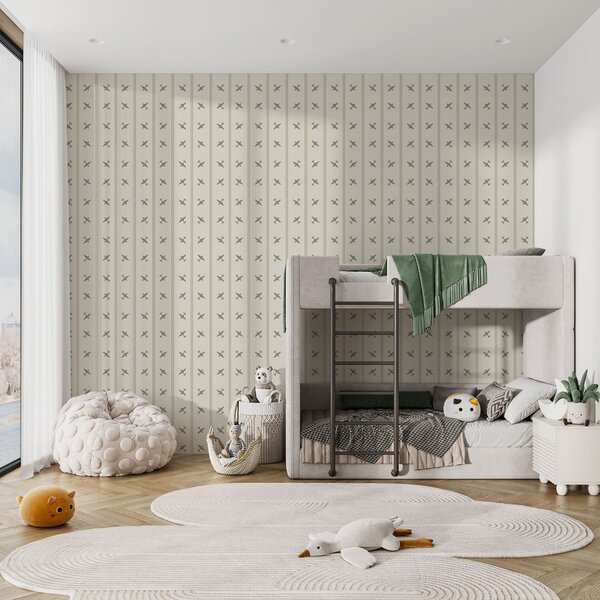Tapet Avioane cu model în dungi în nuanțe de măslin, Tapet geometrie, Tapet dungi, a01170v2 : Uwalls.ro