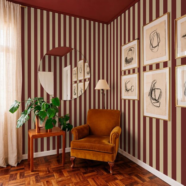 Tapet Dungi verticale roșii și bej, Tapet geometrie, Tapet dungi, a01179 : Uwalls.ro