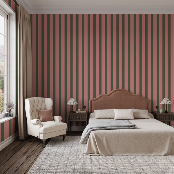 Tapet Dungi verticale roz și verzi, Tapet geometrie, Tapet dungi, a01180v2 : Uwalls.ro
