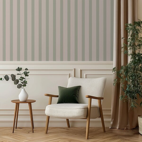 Tapet Dungi verticale verzi și bej, Tapet geometrie, Tapet dungi, a01180 : Uwalls.ro