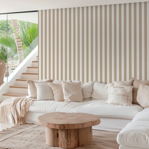Tapet Dungi verticale bej în stil minimalist, Tapet geometrie, Tapet dungi, a01181v4 : Uwalls.ro