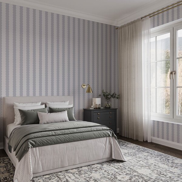 Tapet Dungi ondulate gri în stil minimalist, Tapet geometrie, Tapet dungi, a01182v4 : Uwalls.ro