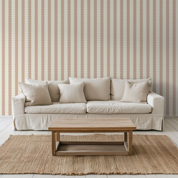 Tapet Dungi ondulate bej în stil minimalist, Tapet geometrie, Tapet dungi, a01182v2 : Uwalls.ro