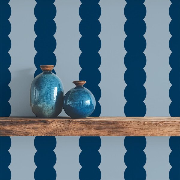 Tapet Dungi ondulate de culoare albastru închis, în stil minimalist, Tapet geometrie, Tapet dungi, a01182v3 : Uwalls.ro