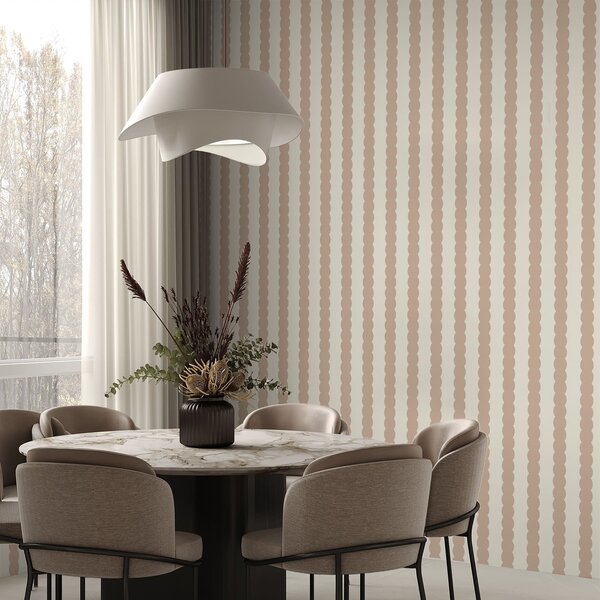Tapet Dungi ondulate bej în stil minimalist, Tapet geometrie, Tapet dungi, a01182v2 : Uwalls.ro