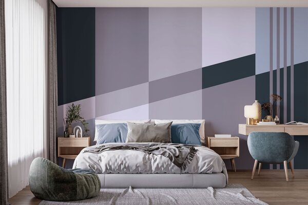 Tapet Modele geometrice discrete, în nuanțe de gri și albastru, Fototapet Geometrie, w05390v1 : Uwalls.ro