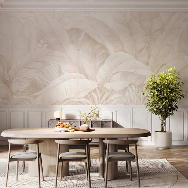Tapet Frunze tropicale în stil vintage, Fototapet Natură, Fototapet Foi de palmier, w05518 : Uwalls.ro