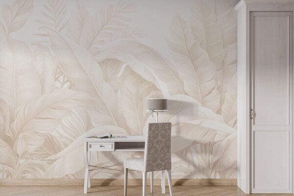 Tapet Frunze tropicale în stil vintage, Fototapet Natură, Fototapet Foi de palmier, w05518 : Uwalls.ro