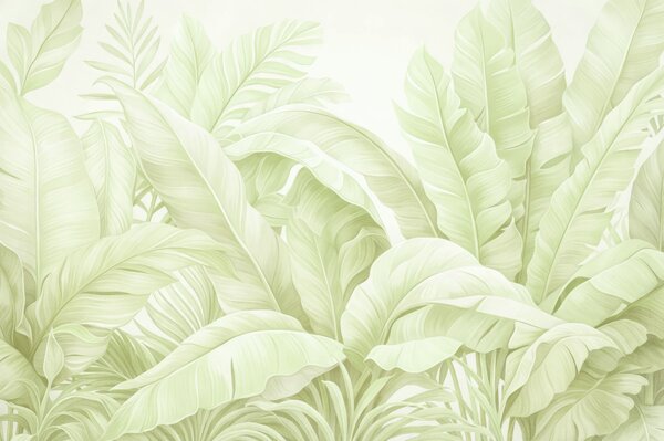 Tapet Frunze tropicale în stil vintage, Fototapet Natură, Fototapet Foi de palmier, w05518v1 : Uwalls.ro
