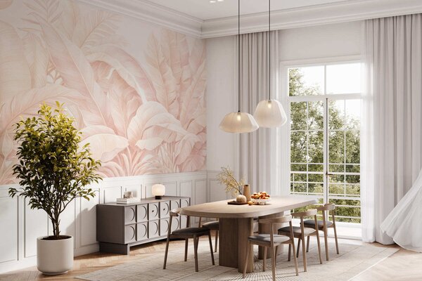 Tapet Frunze tropicale în stil vintage, Fototapet Natură, Fototapet Foi de palmier, w05518v2 : Uwalls.ro