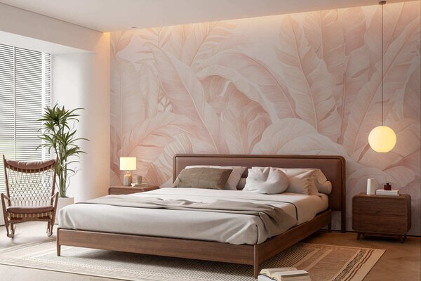 Tapet Frunze tropicale în stil vintage, Fototapet Natură, Fototapet Foi de palmier, w05518v2 : Uwalls.ro