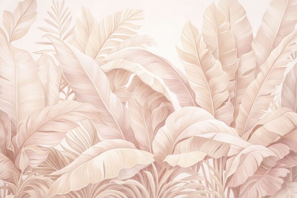 Tapet Frunze tropicale în stil vintage, Fototapet Natură, Fototapet Foi de palmier, w05518v2 : Uwalls.ro