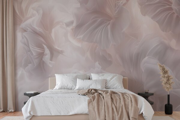 Tapet Forme florale abstracte cu petale curgătoare în nuanțe pastelate, Imagini de fundal unice, w09841 : Uwalls.ro