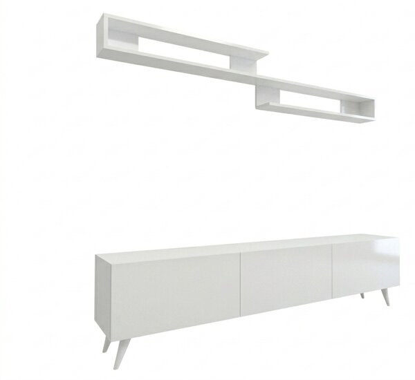 OFERTA Comoda TV MIYA 150 cm cu polita de perete, alb II. calitate