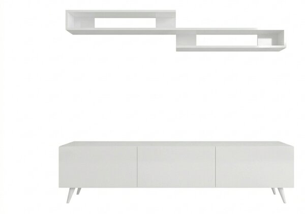 OFERTA Comoda TV MIYA 150 cm cu polita de perete, alb II. calitate