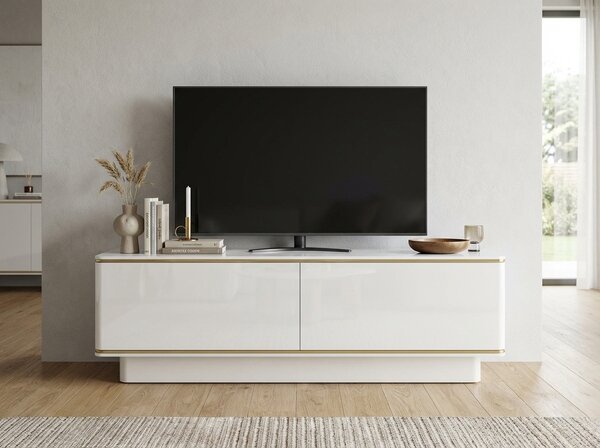 Dulap TV ALVIN 135 cm, alb/auriu