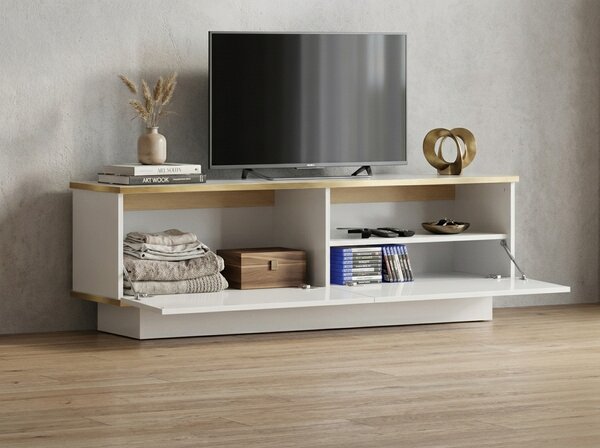 Dulap TV ALVIN 135 cm, alb/auriu